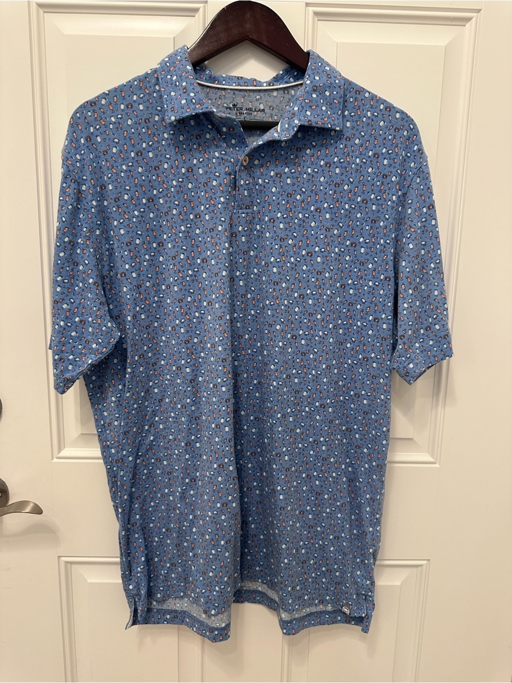 Peter Millar Blue Micro-Print Polo Shirt